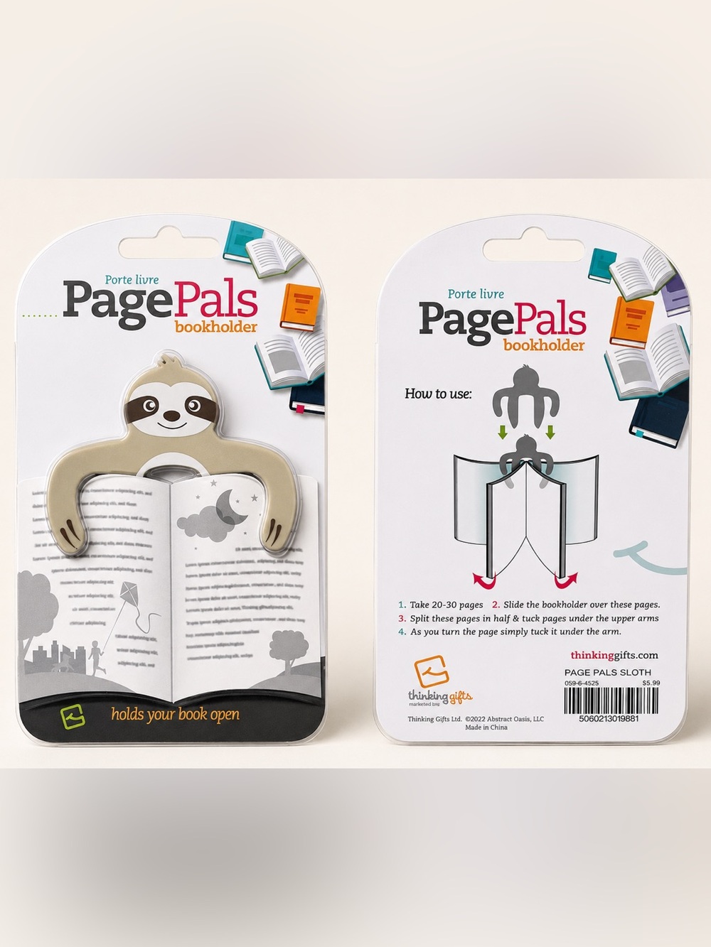 Thinking Gifts PagePals Sloth Book Holder Page Keeper Reading Accessory New